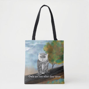 Bolso De Tela Tote de impresión de búho estacional