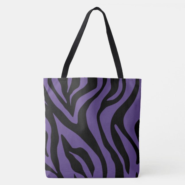 Bolso De Tela Tote de impresión de tigre púrpura de plumas (Anverso)