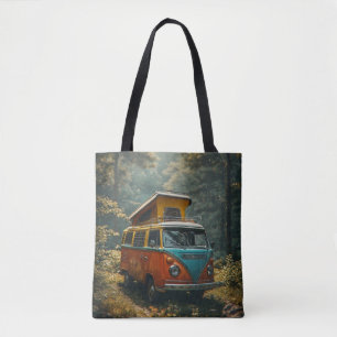 Bolso De Tela Tote de impresión total de furgoneta hippie