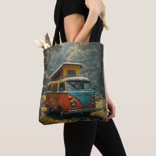 Bolso De Tela Tote de impresión total de furgoneta hippie