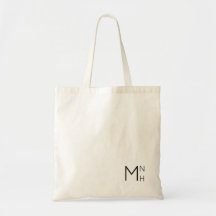 Tote de Iniciales de Monograma Simple + Minimalist