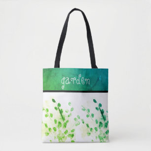 Bolso De Tela tote de jardín acuático de arte natural en verde