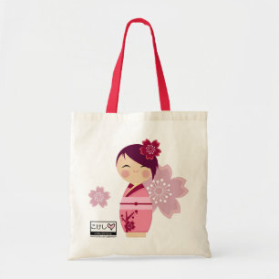 Bolso De Tela Tote de Kokeshi Sakura