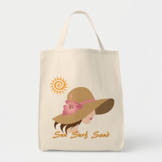 Bolso De Tela Tote de la arena de la resaca de Sun (Frente)