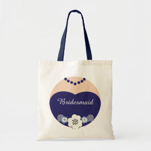 Bolso De Tela Tote de la boda de la dama de honor de los azules