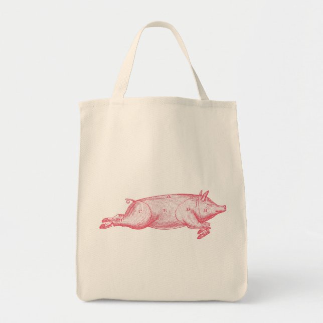 Bolso De Tela Tote de la cervecería orgánica de cerdo rosa (Frente)