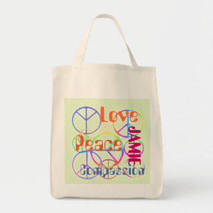 Bolso De Tela Tote de la compasión por el amor por la paz