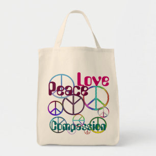 Bolso De Tela Tote de la compasión por el amor por la paz