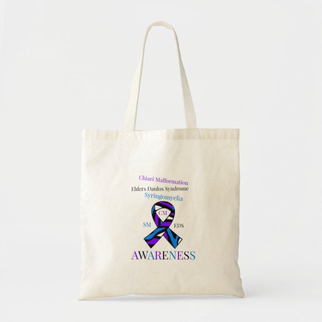 Bolso De Tela Tote de la conciencia de Chiari EDS Syringomyelia (Frente)