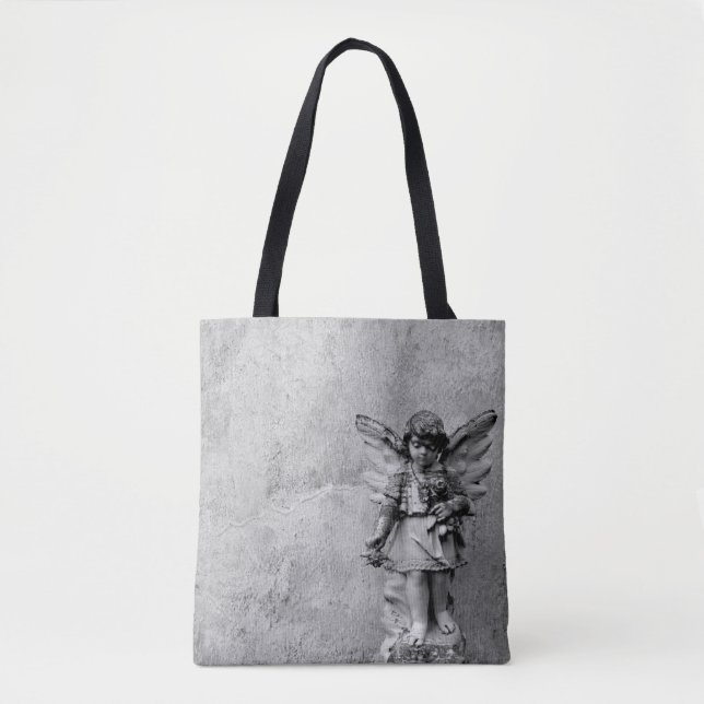 Bolso De Tela Tote de la cruz del cuerpo de la estatua de Angel (Anverso)