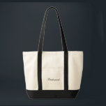 Bolso De Tela Tote de la dama de honor<br><div class="desc">Bolsa de tocador mostrada en negro/natural con texto; Novia. Personalizar este artículo o compra tal cual.</div>
