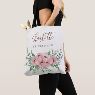 Bolso De Tela tote de la dama de honor floral color agua rosa Ru