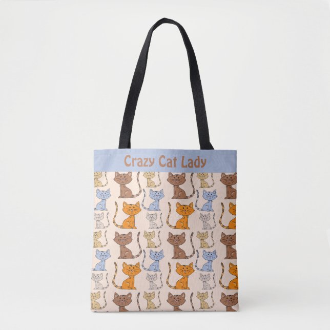 Bolso De Tela Tote de la dama del gato loco (Anverso)