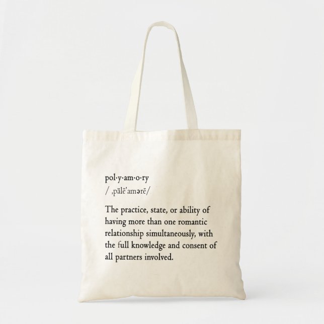 Bolso De Tela Tote de la definición de Polyamory (Frente)