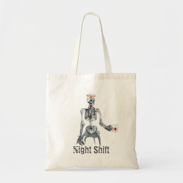 Bolso De Tela Tote de la enfermera del turno de noche (Frente)