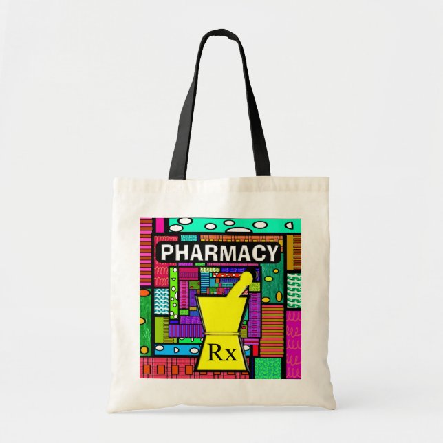 Bolso De Tela Tote de la farmacia caprichoso y artsy (Frente)