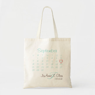 Bolso De Tela Tote de la fecha de la boda