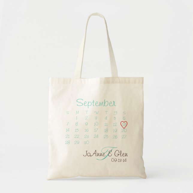 Bolso De Tela Tote de la fecha de la boda (Frente)