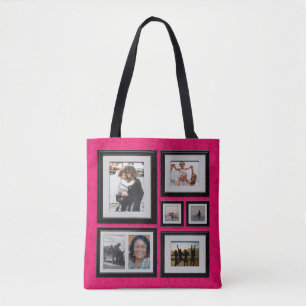 Bolso De Tela Tote de la galería de fotos con el fondo rosado
