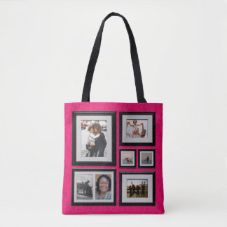 Bolso De Tela Tote de la galería de fotos con el fondo rosado