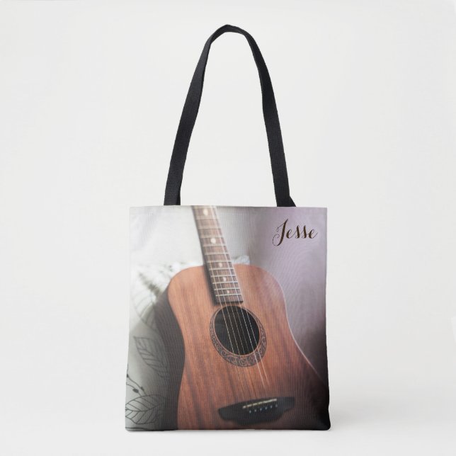 Bolso De Tela Tote de la guitarra: Personalizable (Anverso)