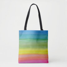 Tote de la impresión de la acuarela del arco iris