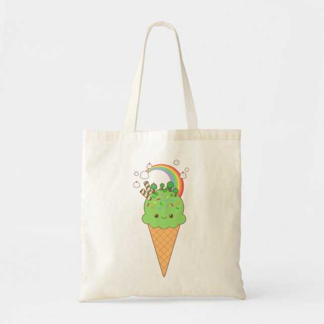 Bolso De Tela Tote de la isla del helado de Kawaii (Frente)