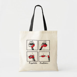 Bolso De Tela tote de la lesbiana del lápiz labial