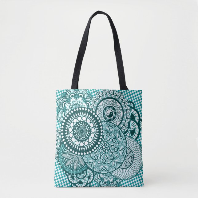 Bolso De Tela Tote de la mandala de Turquise (Anverso)