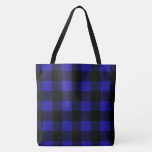 Bolso De Tela Tote de la moda con manchas de cuadros azules