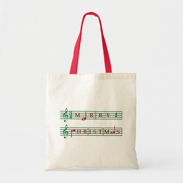 Bolso De Tela Tote de la música de las Felices Navidad (Frente)