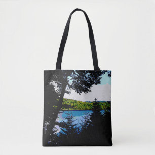 Bolso De Tela Tote de la opinión del lago