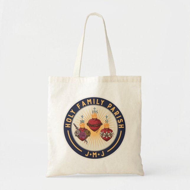 Bolso De Tela Tote de la Parroquia de la Familia Santa (Frente)