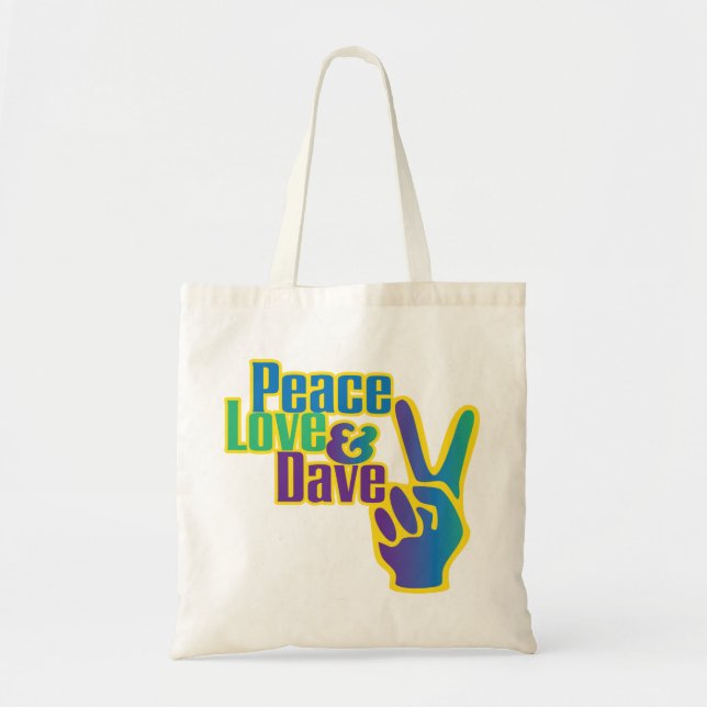 Bolso De Tela Tote de la paz, del amor y de Dave (Frente)