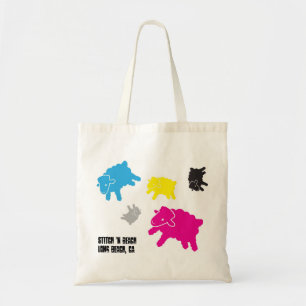 Bolso De Tela Tote de la playa de N de la puntada multicolora de