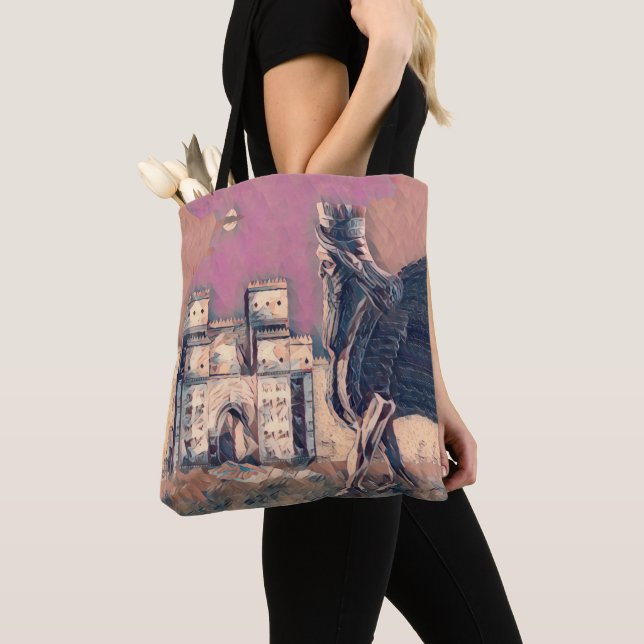 Bolso De Tela Tote de la Puerta de Lamassu e Ishtar (Detalle)