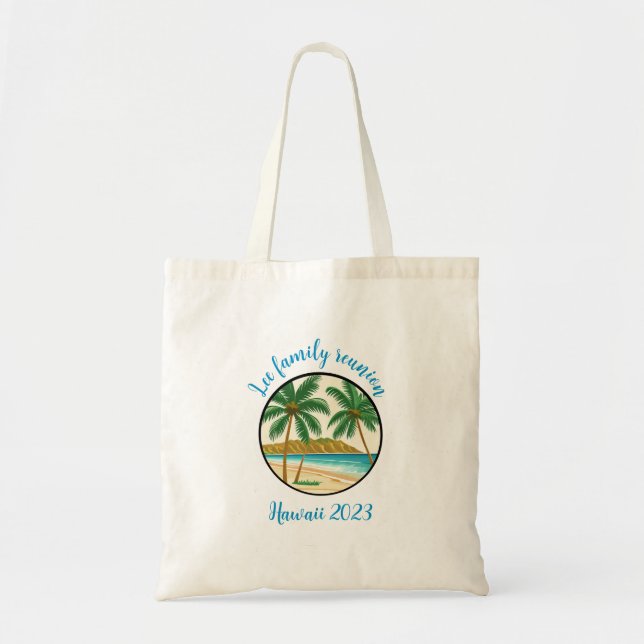 Bolso De Tela Tote de la Reunión Familiar en Hawái (Frente)