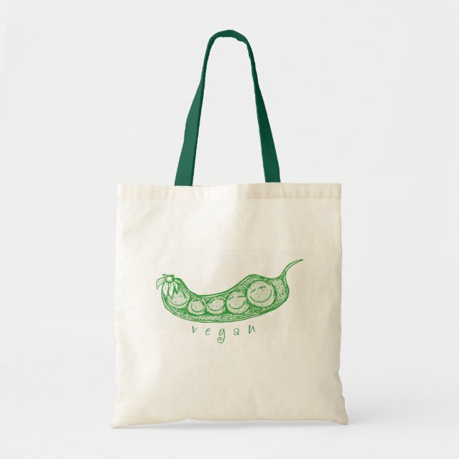 Bolso De Tela Tote de la vaina de guisante del vegano (Frente)