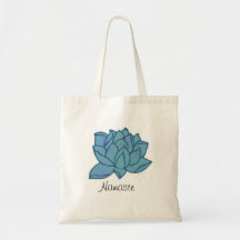 Tote de la yoga de Lotus azul de la acuarela de