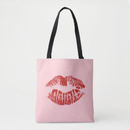 Bolso De Tela Tote de labios rojos