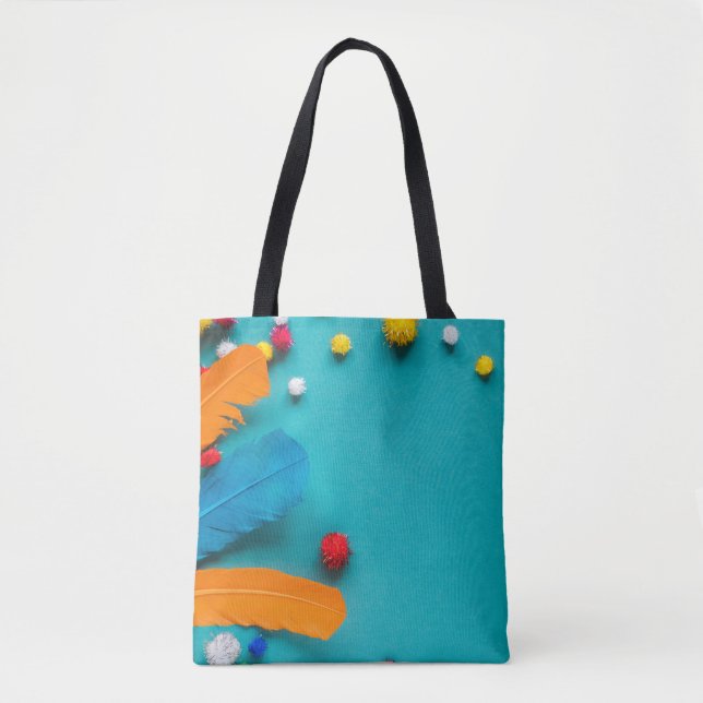 Bolso De Tela Tote de las flores de plumas (Anverso)