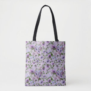 Bolso De Tela Tote de las flores moradas