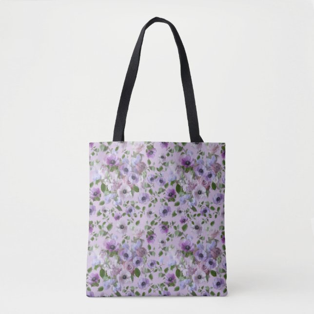 Bolso De Tela Tote de las flores moradas (Anverso)
