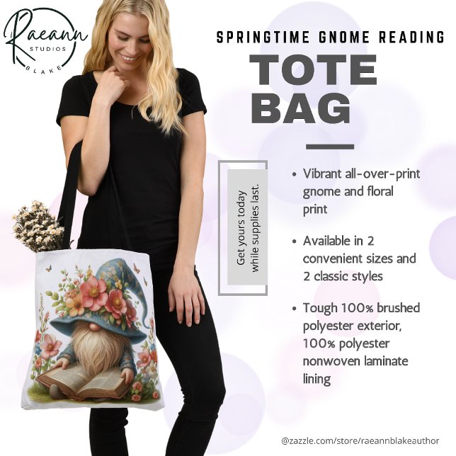Bolso De Tela Tote de lectura de Gnome Springtime (Subido por el creador)