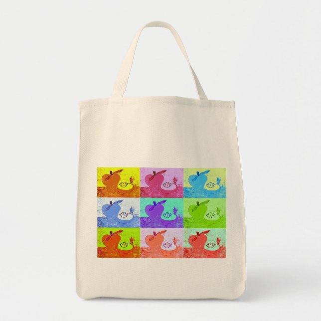 Bolso De Tela Tote de lienzo de manzanas de arte pop (Frente)