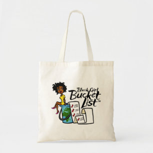 Bolso De Tela Tote de lista de cubo de Chica negro