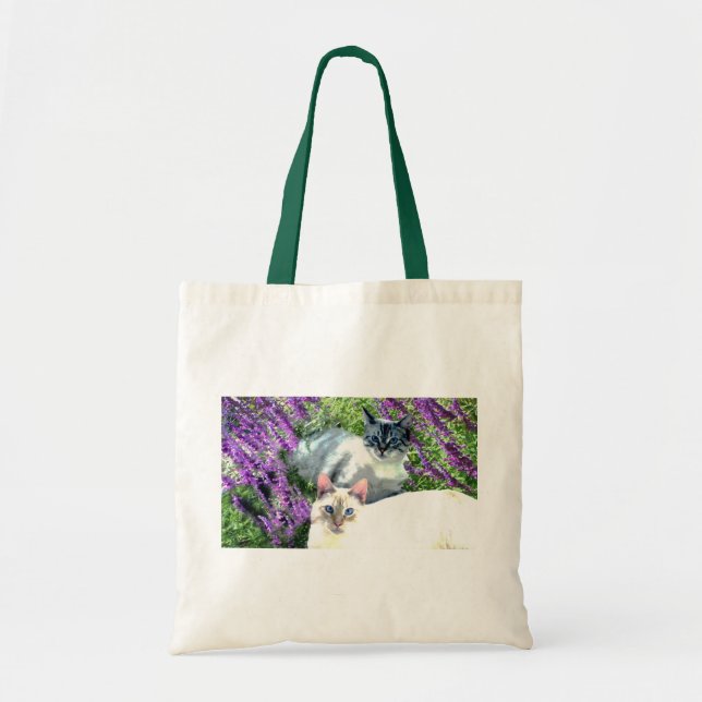 Bolso De Tela Tote de los gatos de la flor (Frente)
