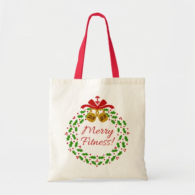 Bolso De Tela Tote de los Navidades de Merry Fitness Wreath (Frente)