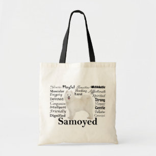 Bolso De Tela Tote de los rasgos del samoyedo