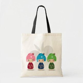 Bolso De Tela Tote de los tríos de Kokeshi